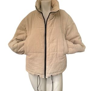 Polly Beige Corduroy Cropped Puffer Jacket | Size US 8